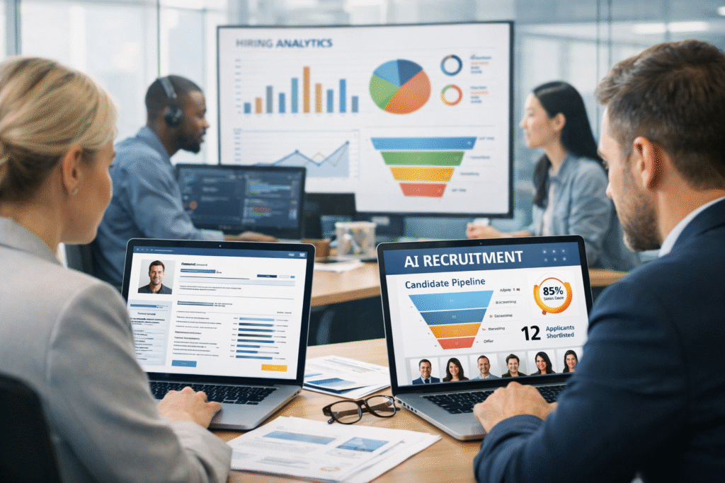 Challenges in tech recruitment including talent shortage, AI hiring, and skill gaps