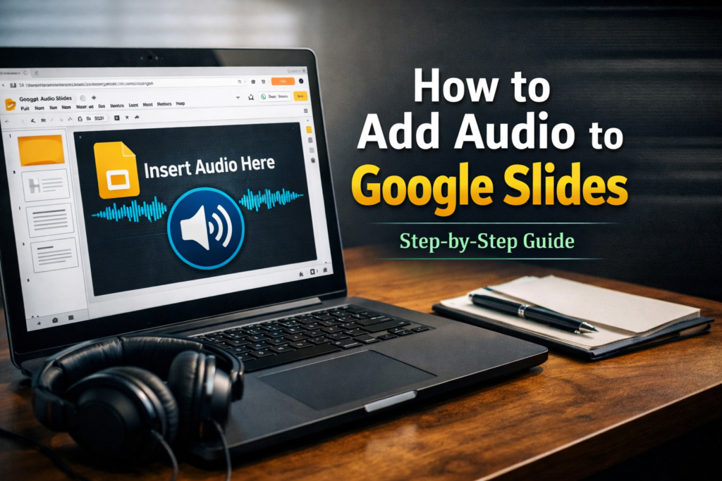 how to add audio to google slides tutorial with audio icon and presentation slide
